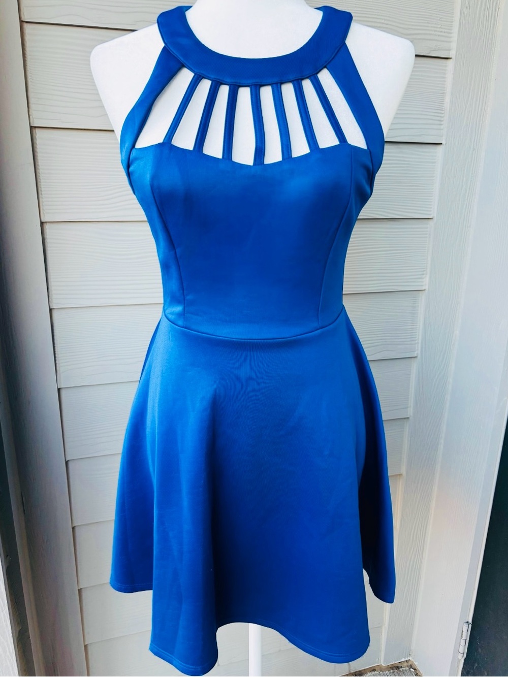 Trixxi Royal Blue Cage Neck Fit & Flare Homecoming Party Dress Juniors 3